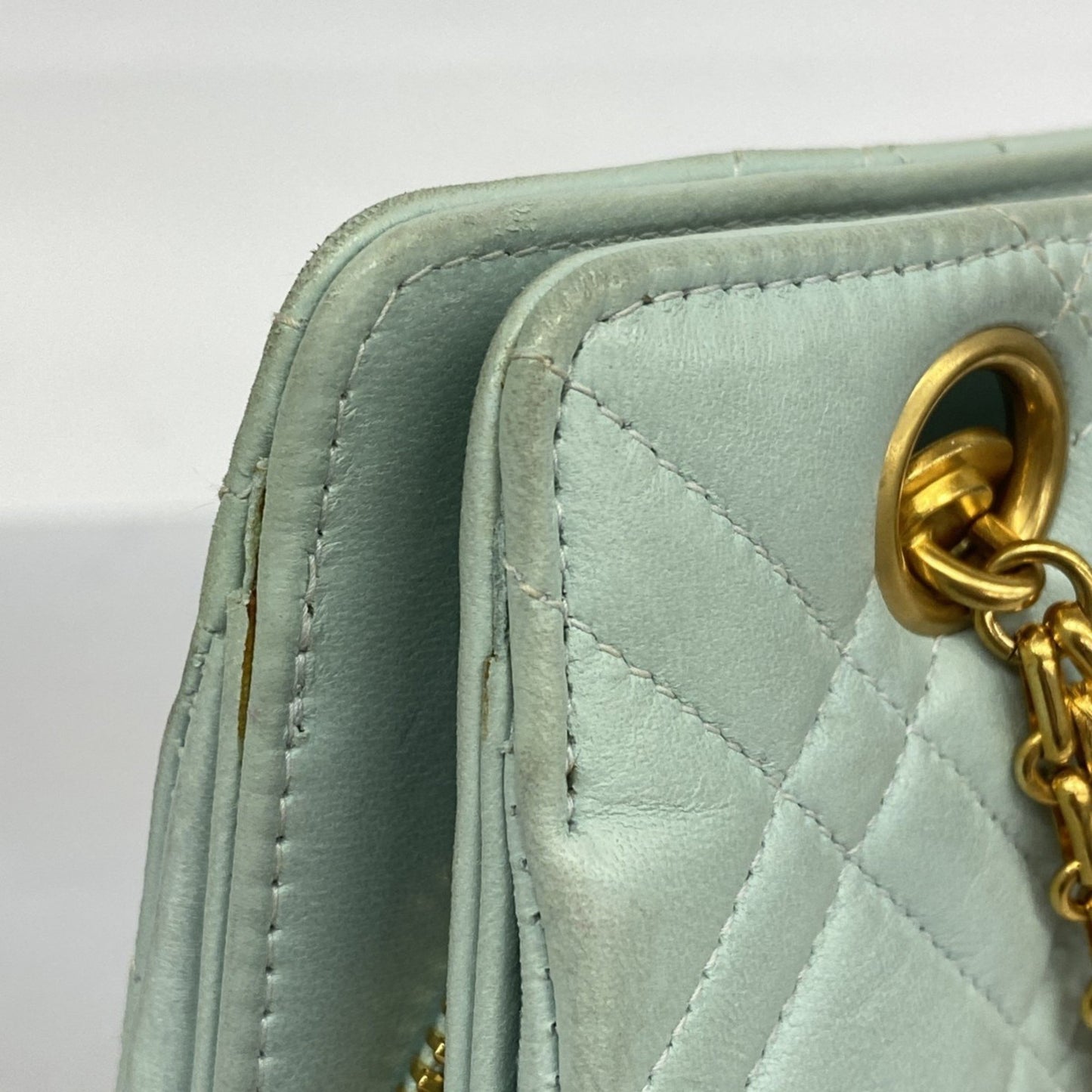 Chanel Shoulder Bag Chain Lambskin Mint Green