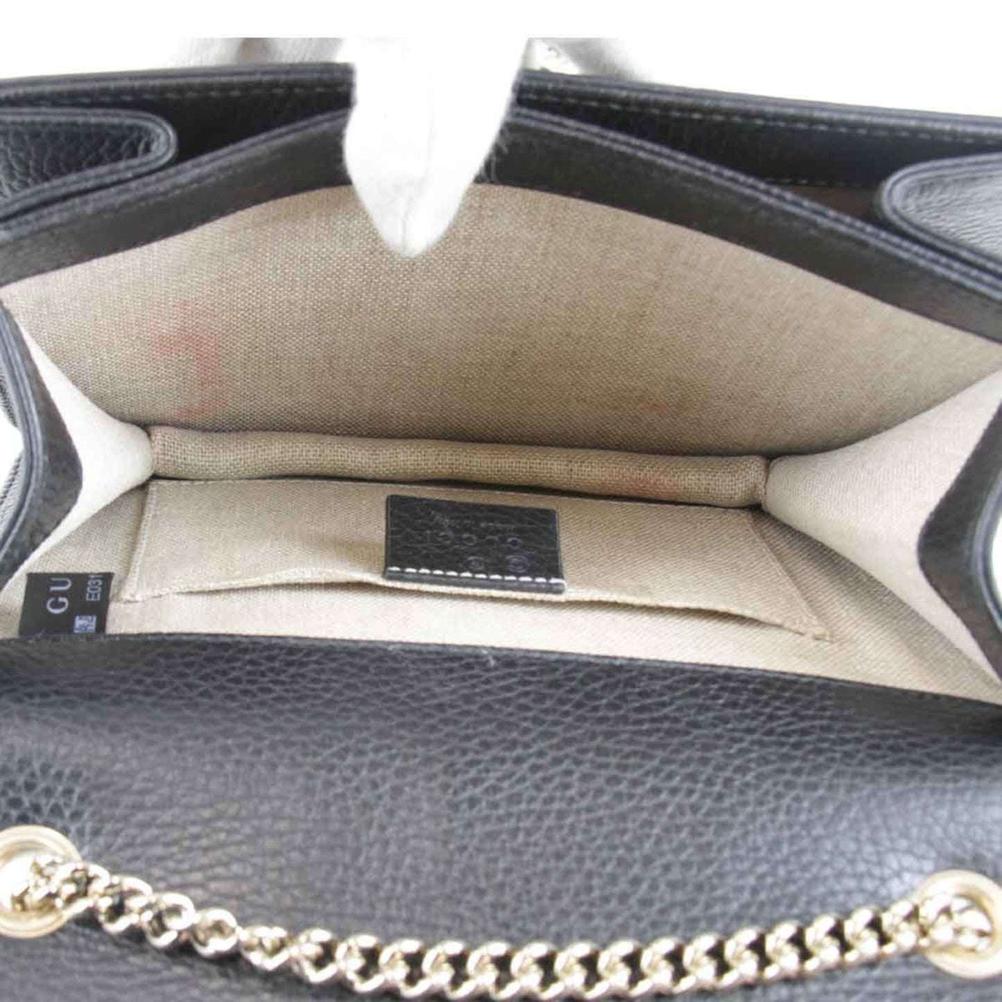 Gucci Interlocking G Chain 510304 493075 Shoulder Bag Leather Black