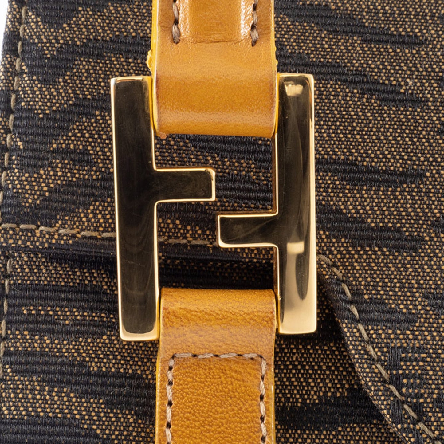 Fendi Zebra Handbag 26346 Canvas/Leather Brown