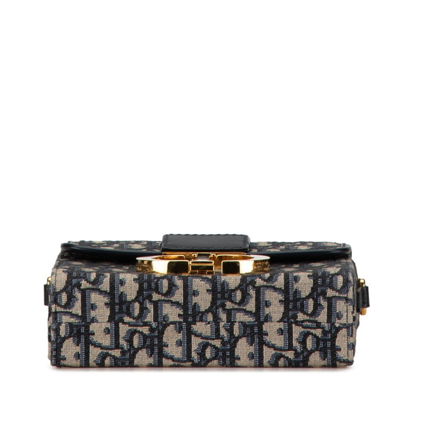 Christian Dior Dior Oblique 30 Montaigne Crossbody Shoulder Bag Navy Beige Leather Jacquard