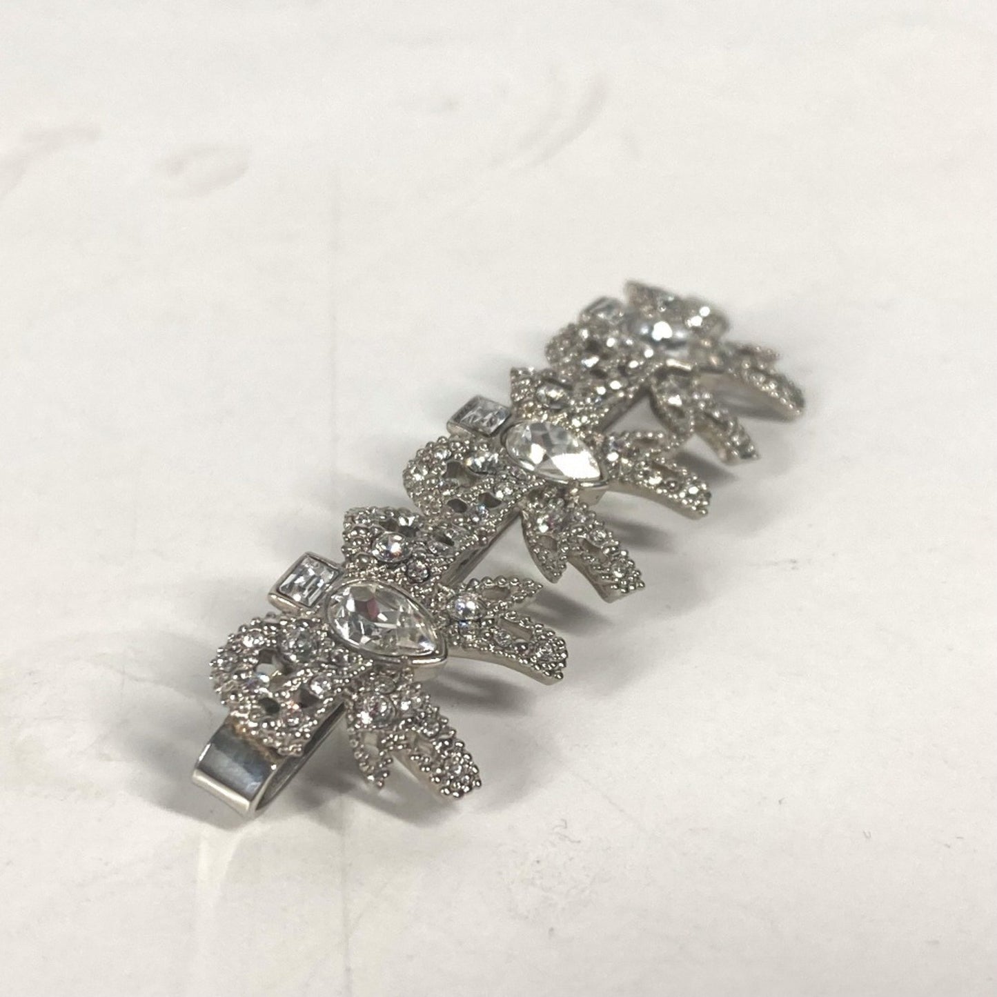 Miu Miu 5Jf031 Ribbon Rhinestone Hair Barrette Hairpin Metal