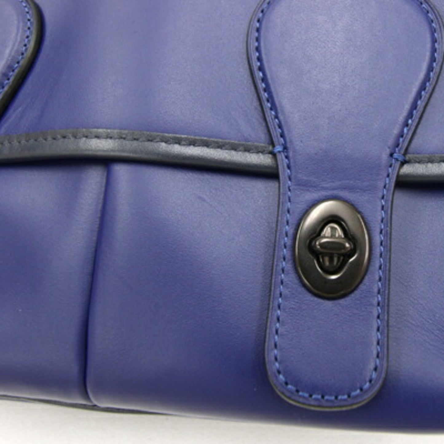 Coach Shoulder Bag Heritage Map C2907 Navy Blue Leather