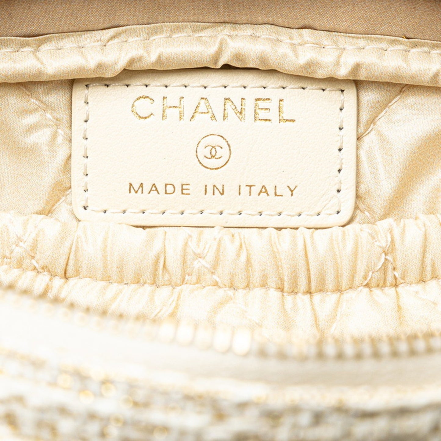 Chanel Deauville Pouch White Gold Tweed