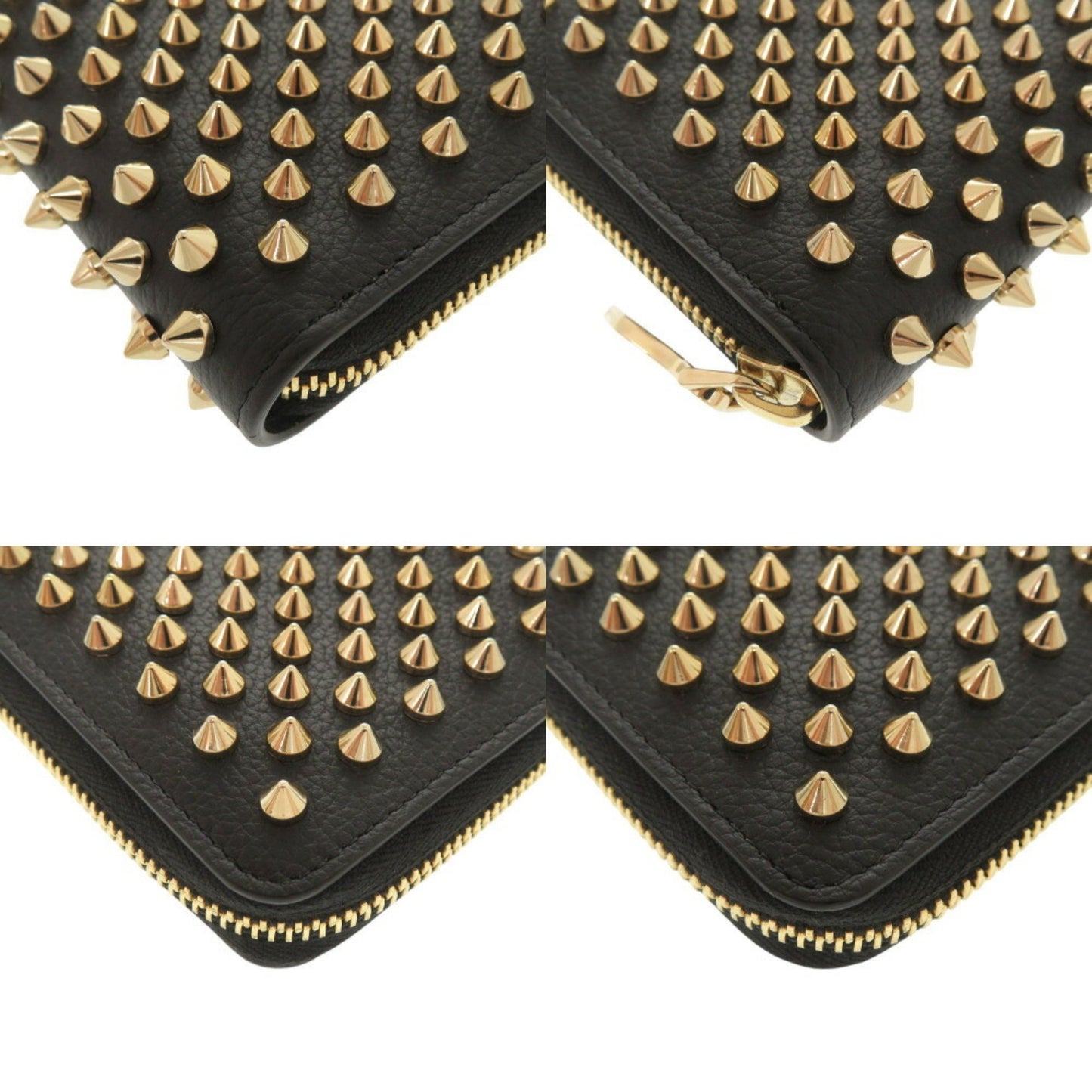 Like New Christian Louboutin Panettone Leather Round Long Wallet In Black And Gold