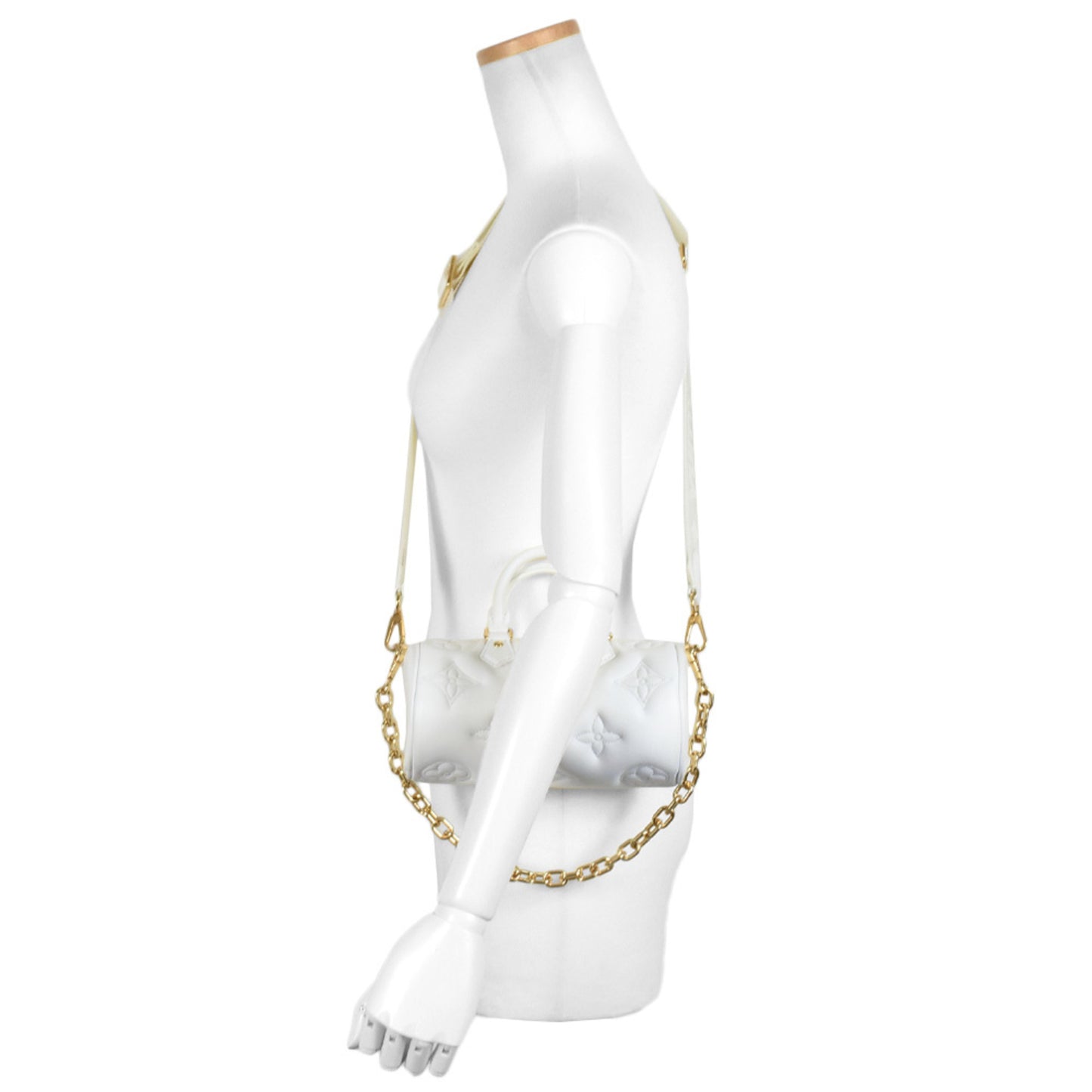 Louis Vuitton Papillon Bb Bubble Gram Shoulder Bag 3Way Calfskin M59827 White Rfid Handbag