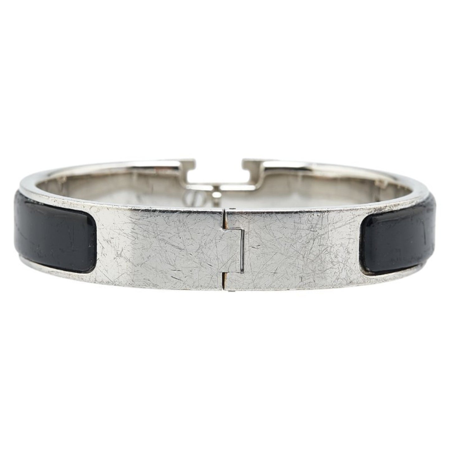 Hermes Click H Pm Bangle Silver Black Metal