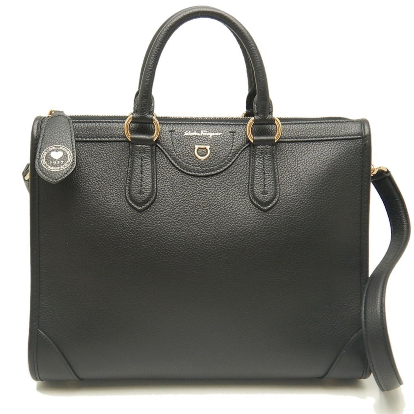 Salvatore Ferragamo 21-1378 Tote Bag Gancini Calf Black 252840