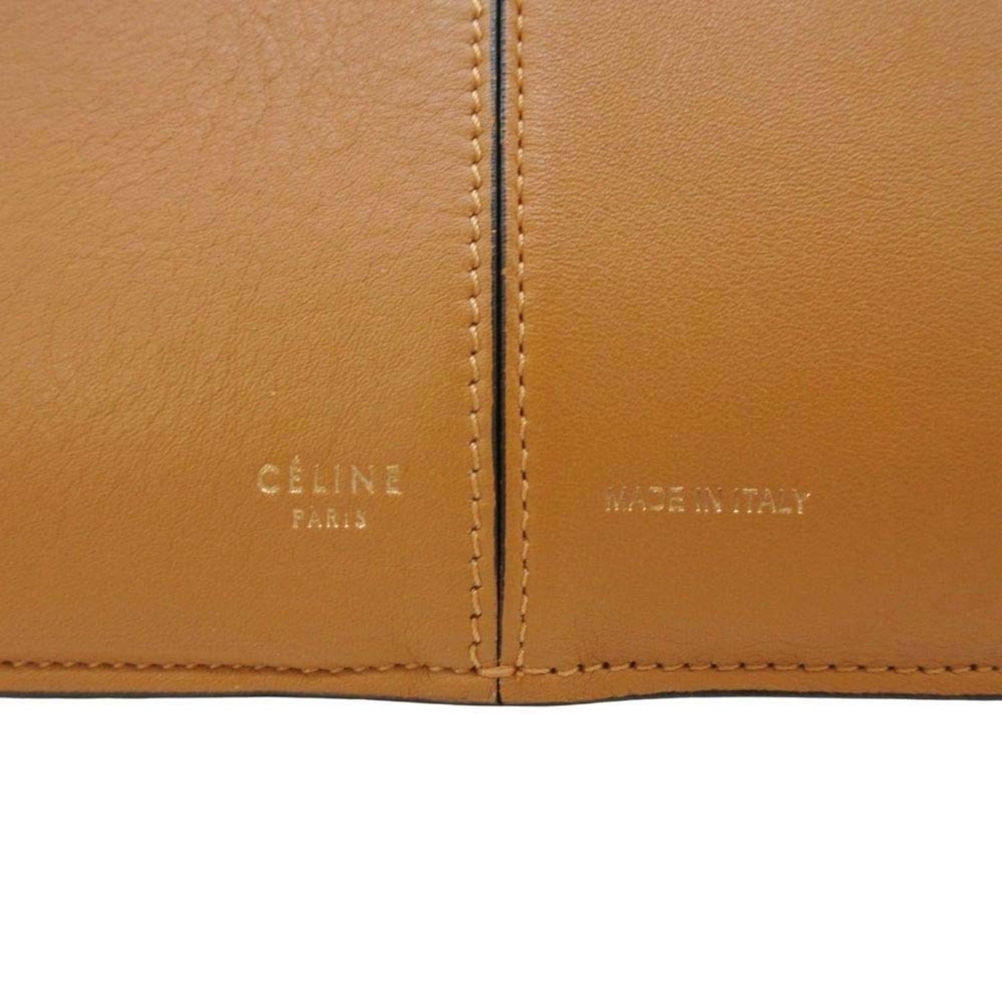 Celine Tri-Fold Leather Handbag Tote Bag In Mustard