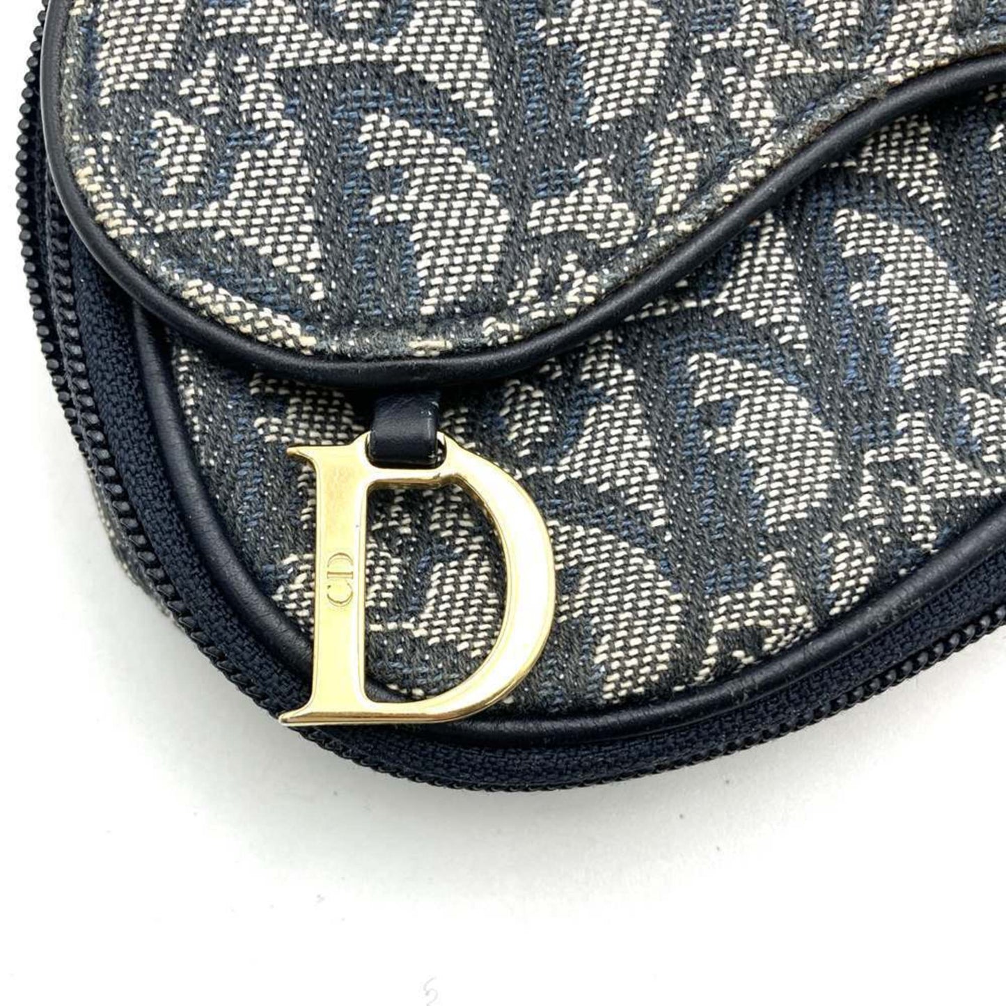 Dior Pouch Navy Blue Canvas Trotter Saddle
