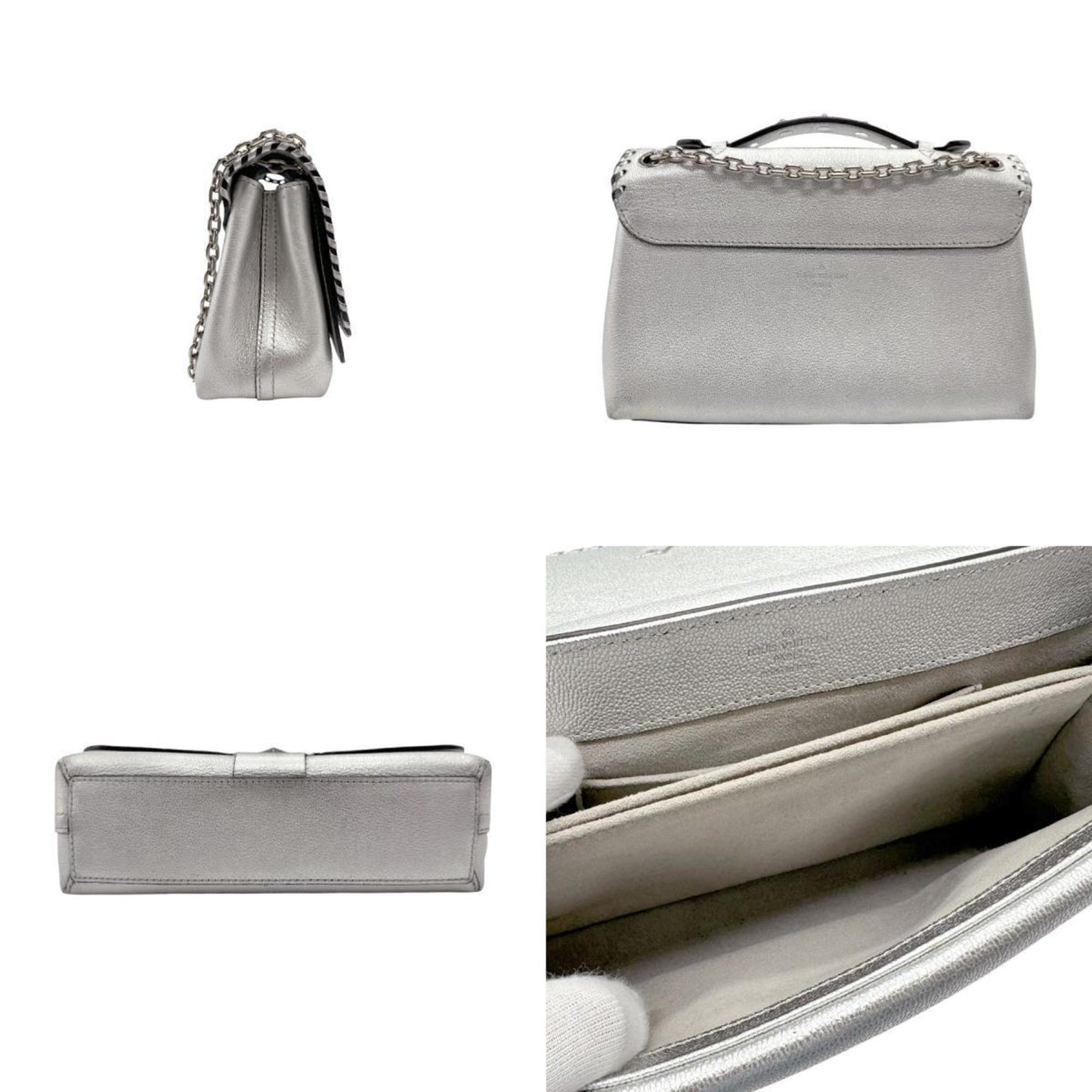 Louis Vuitton Handbag Shoulder Bag Valley Chain Leather Silver
