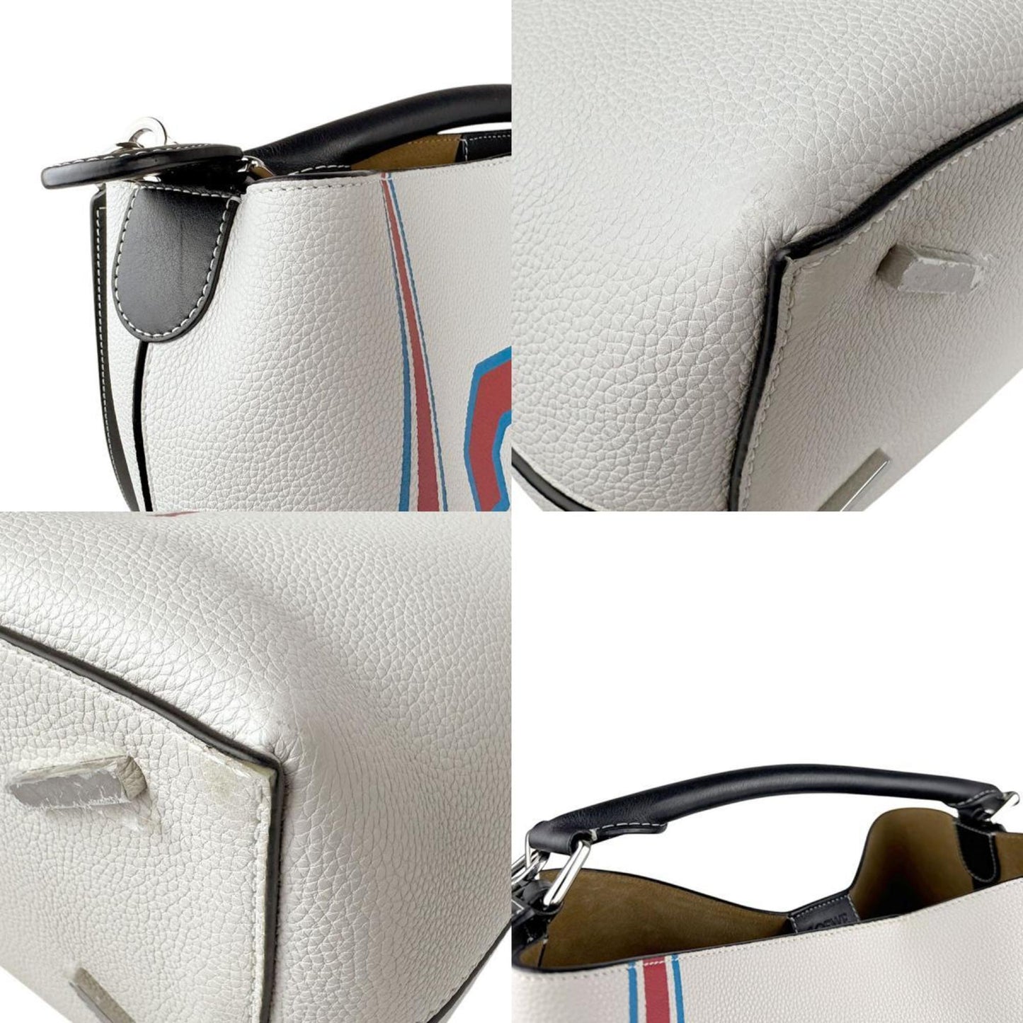 Loewe Handbag Shoulder Bag T Bucket Leather Off-White Red Blue Black Silver