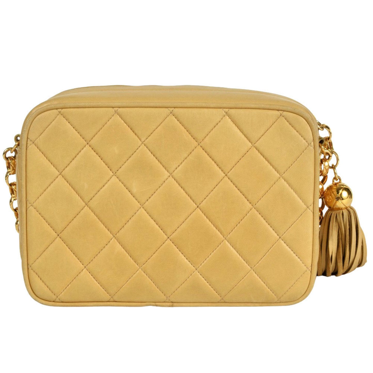 Chanel Shoulder Bag Lambskin Beige Diana Flap Coco Mark