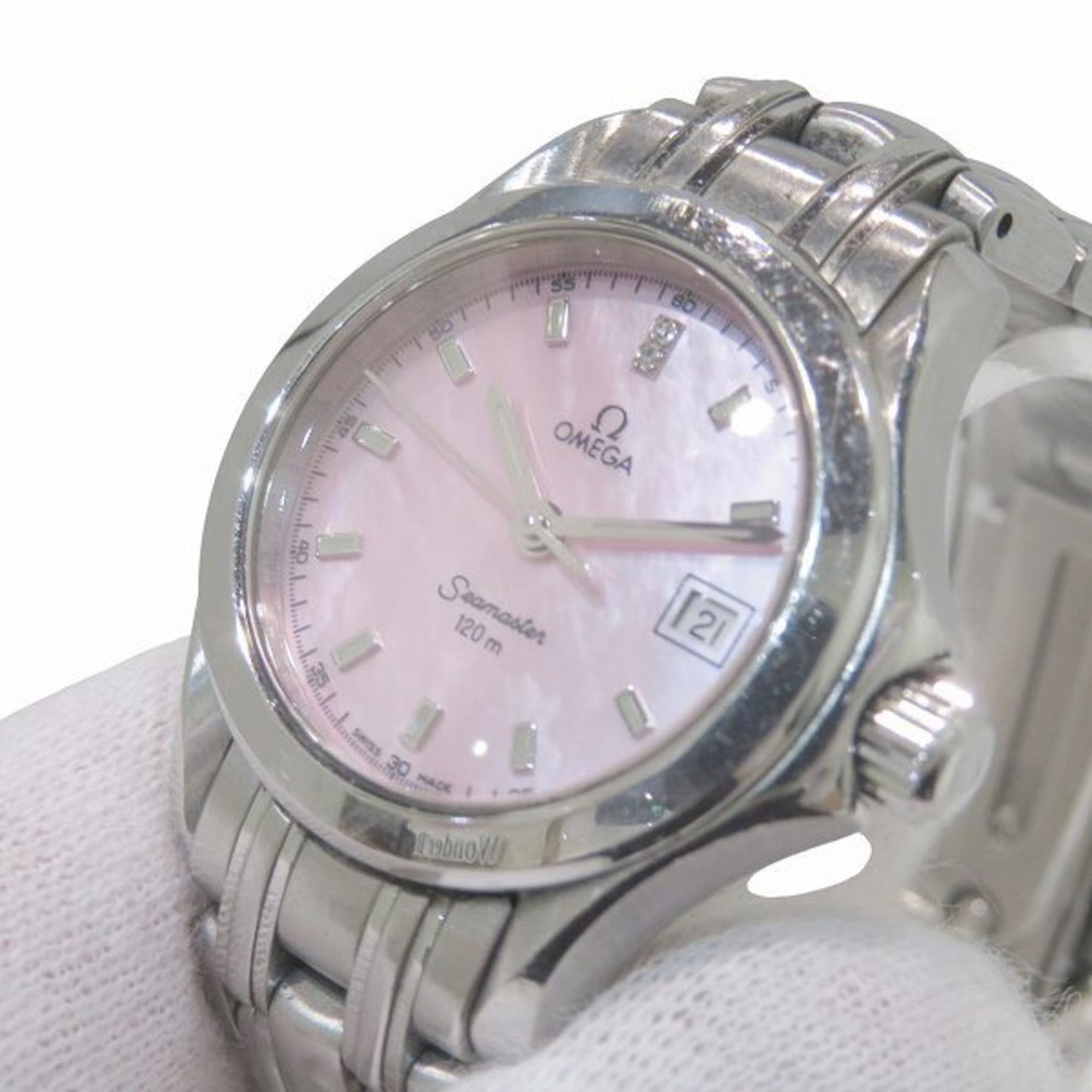 Omega Seamaster 120M 2581.64 Quartz Pink Shell With 2 Diamonds