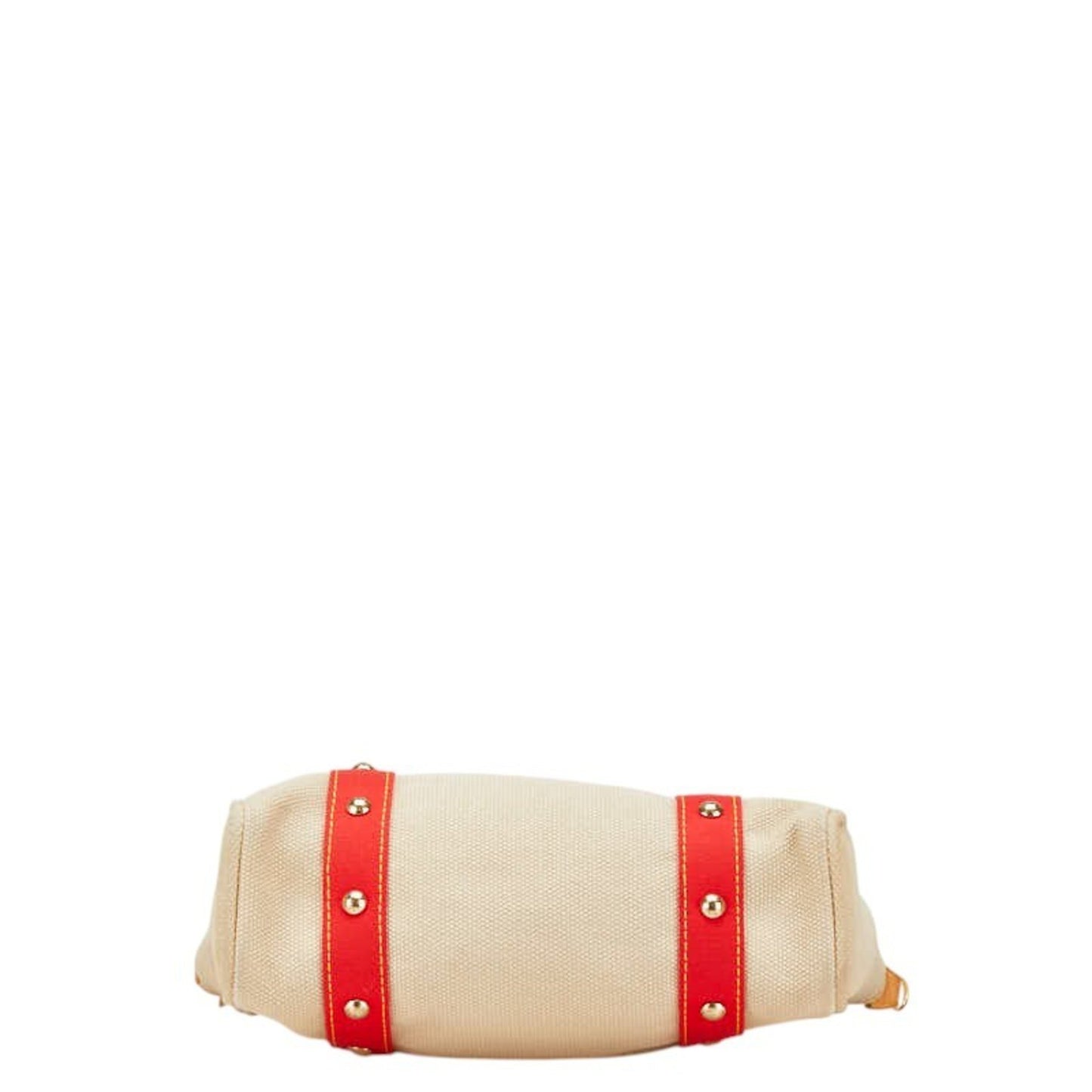 Louis Vuitton Antigua Cabas Mm Tote Bag Shoulder M40035 Red Beige Canvas Leather
