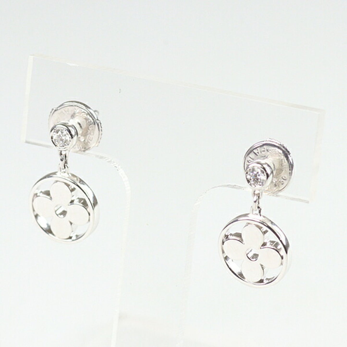 Louis Vuitton Monogram Idylle Earrings White Gold Diamond 750Wg Q96167 Set Of 2