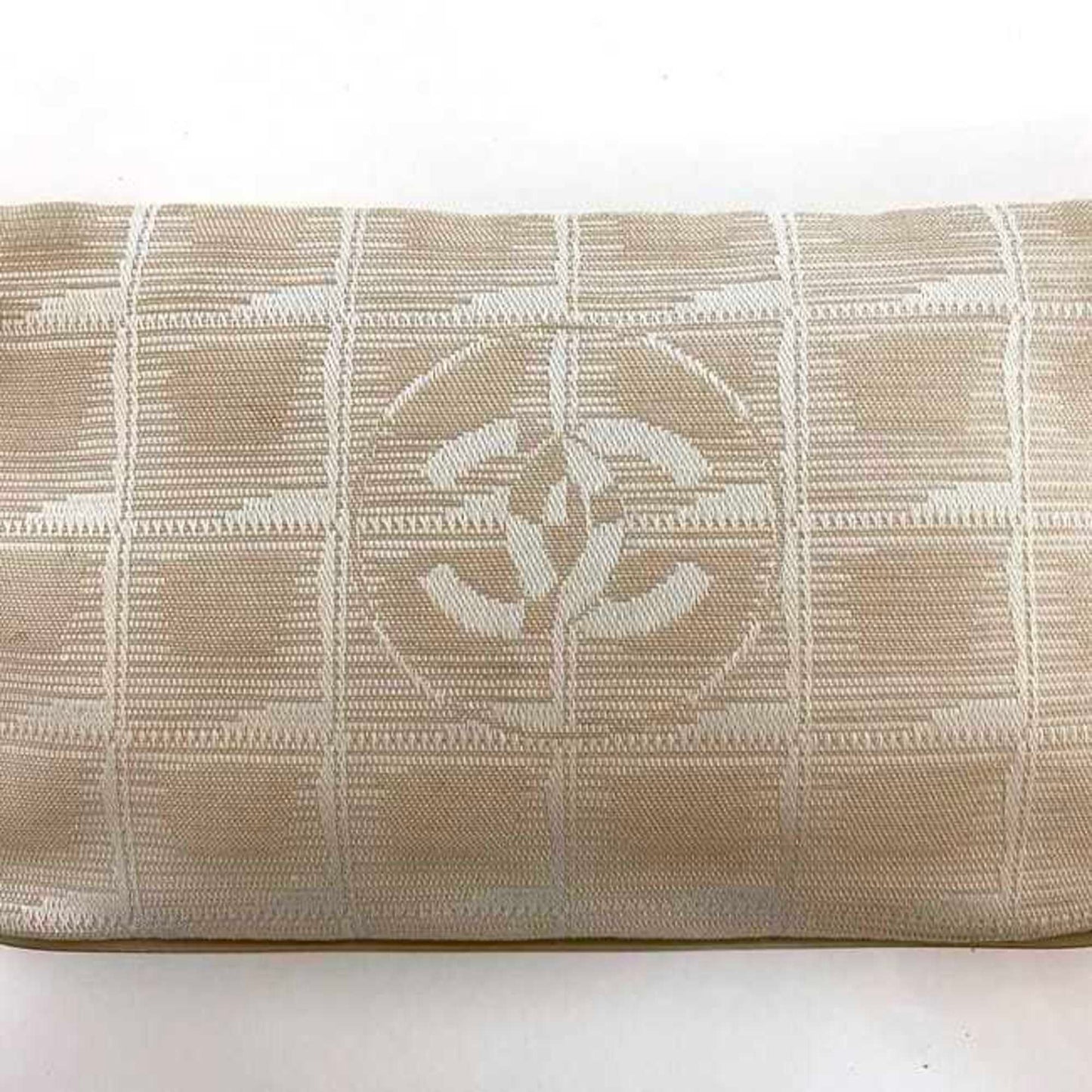 Chanel Pouch Ec-22567 Beige New Travel Line Nylon Leather 9068273 Chanel Coco Mark
