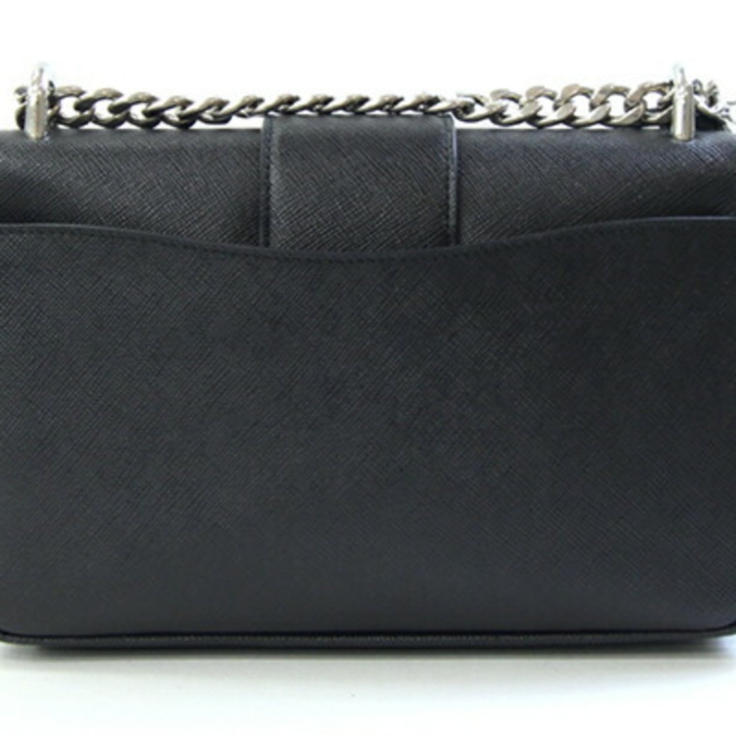 Prada Shoulder Bag 1Bd298 Black Leather Saffiano Chain Crossbody
