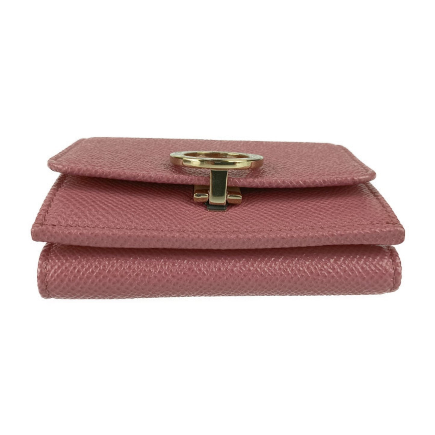 Bvlgari Tri-Fold Wallet 291021 Blush Quartz Pink Calf Leather Compact Clip