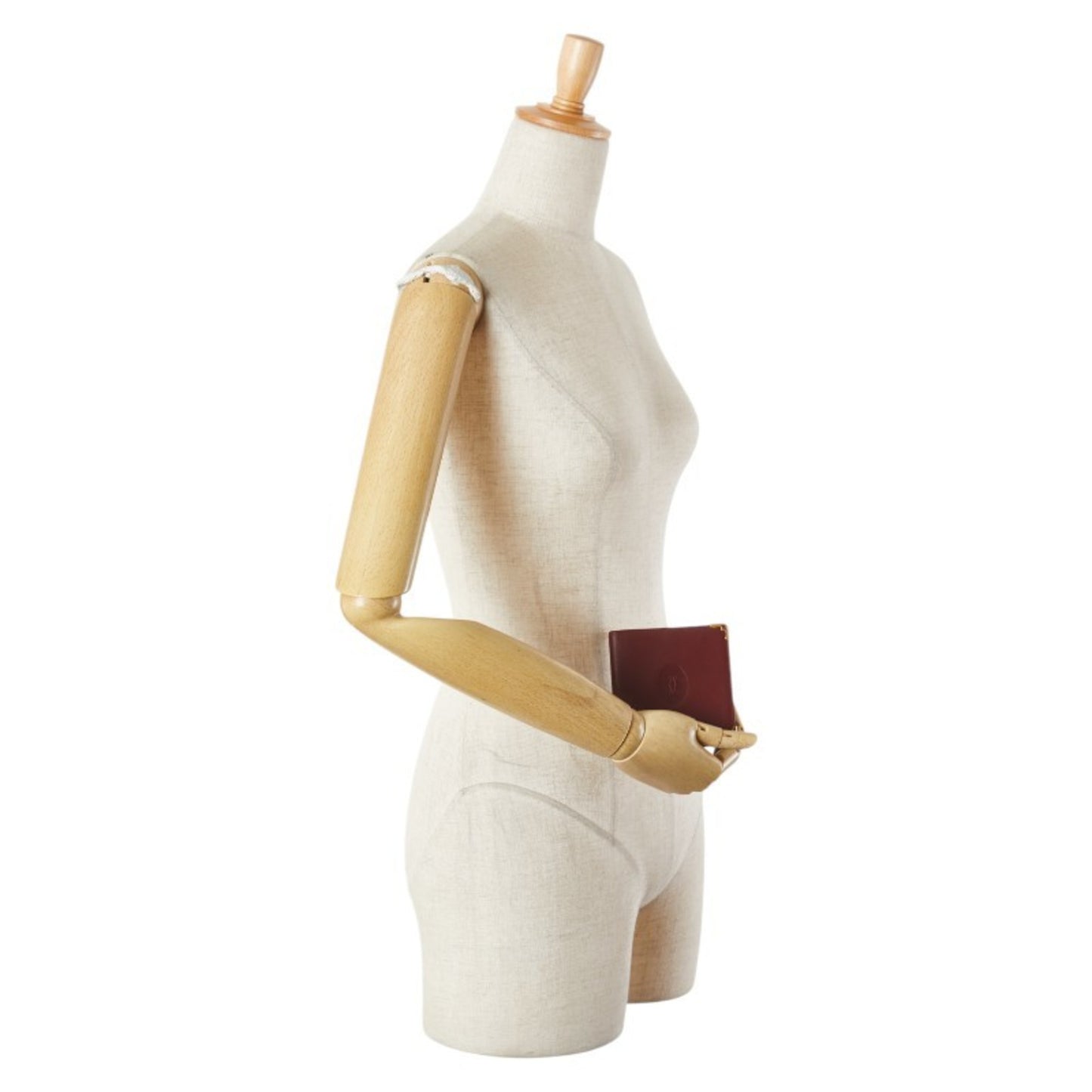 Cartier Must Line Bifold Wallet Wine Red Bordeaux Leather