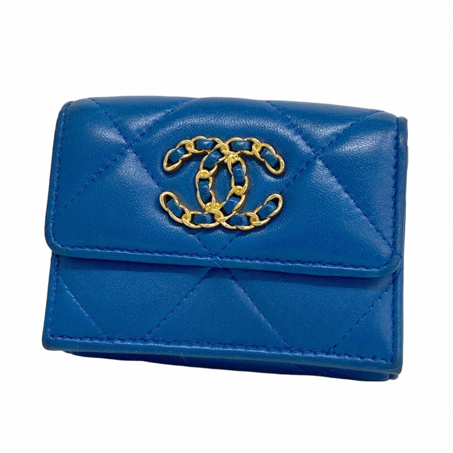 Chanel Tri-Fold Wallet 19 Lambskin Blue