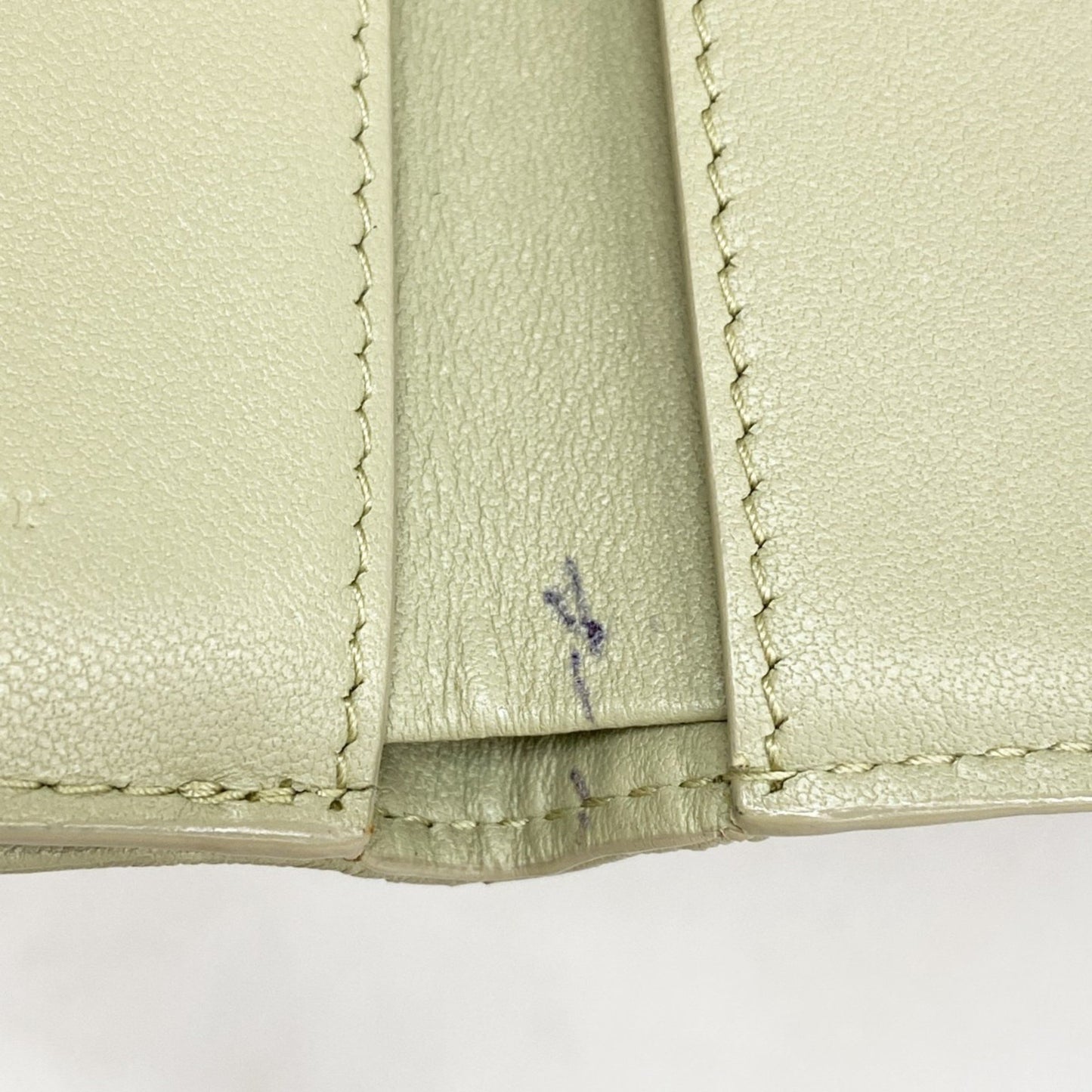 Christian Dior Tri-Fold Wallet Cannage Leather Green Champagne