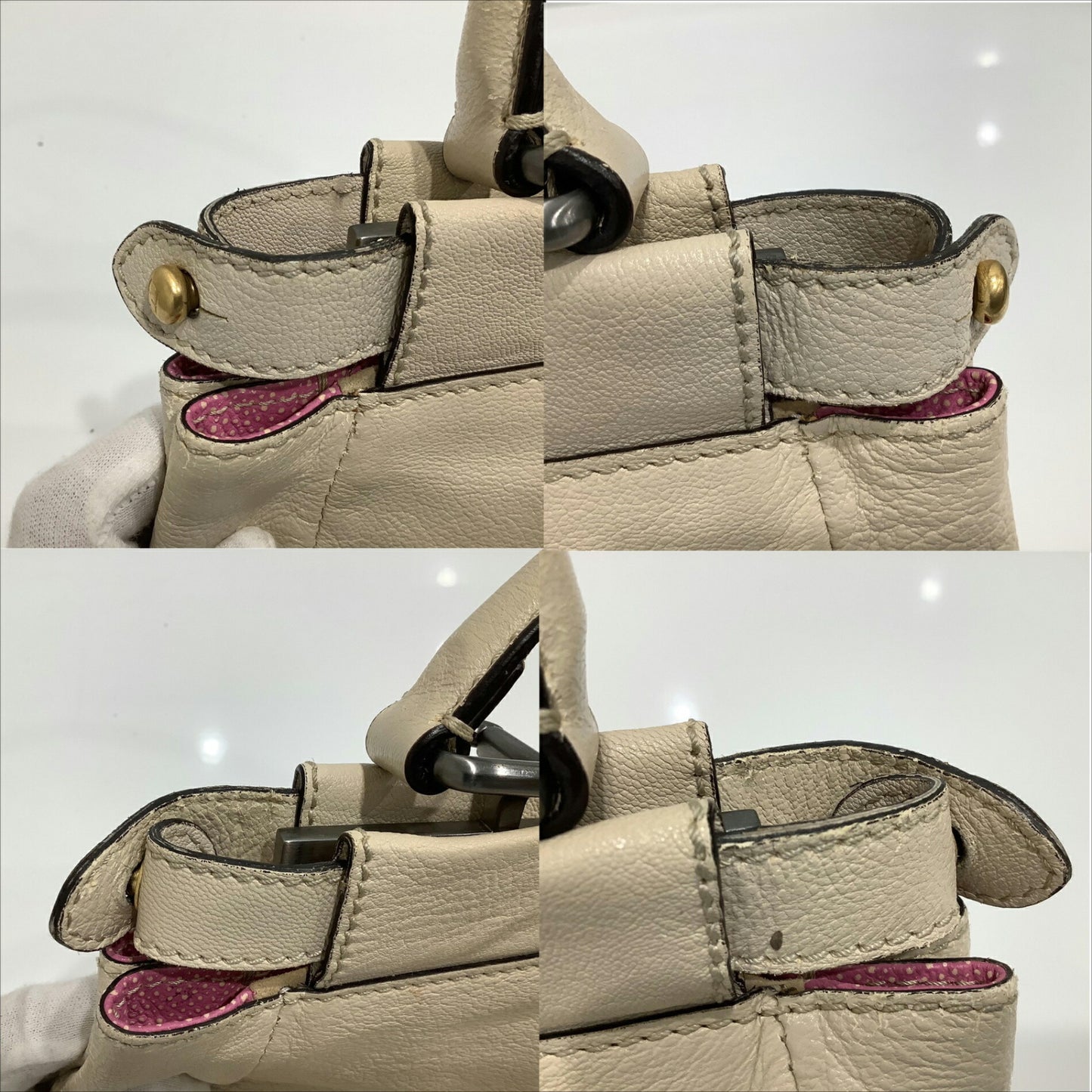 Fendi Peekaboo 8Bn211 Bag Handbag White Ivory Fendi Ja-24389