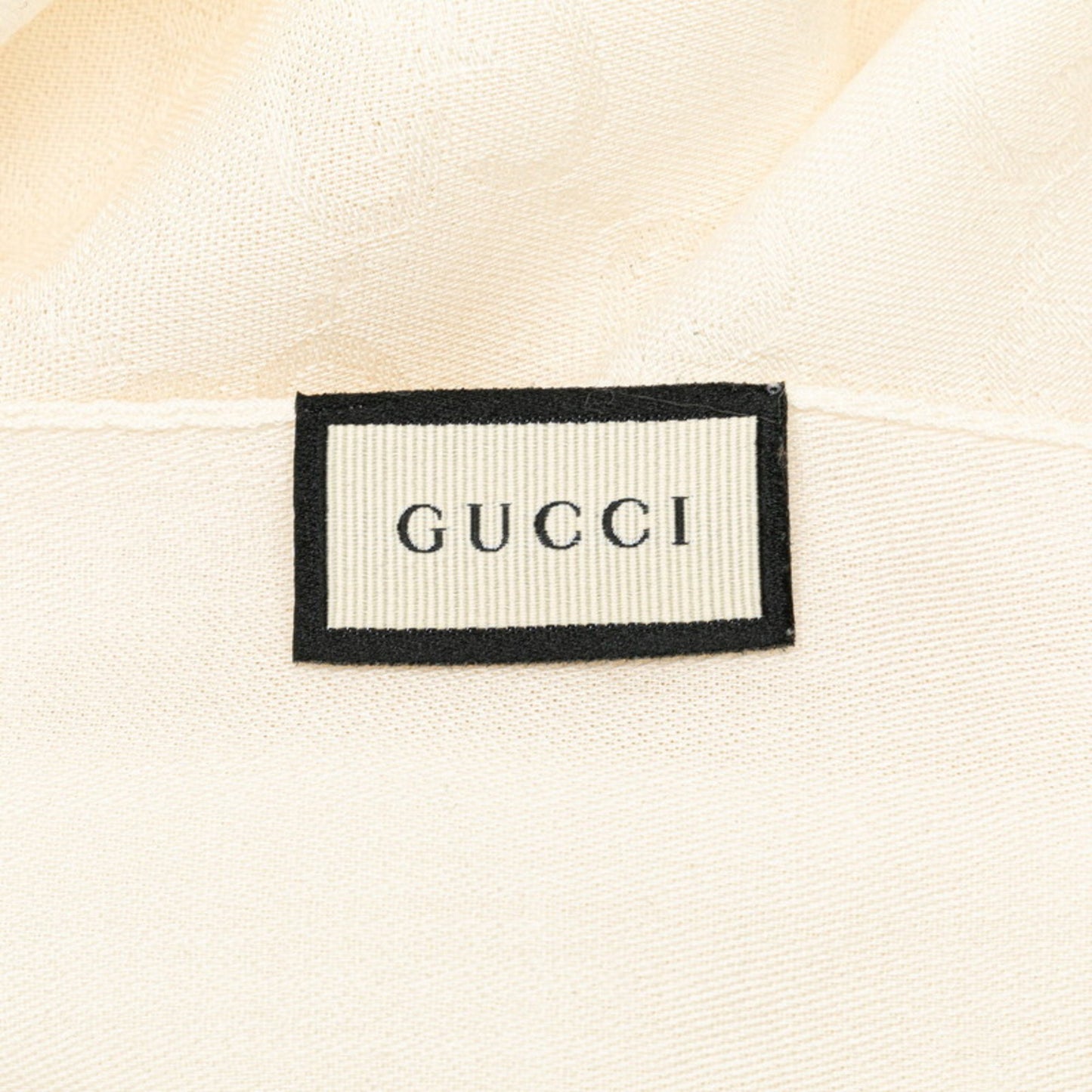 Gucci Gg Stole Scarf 165904 White Ivory Wool Silk