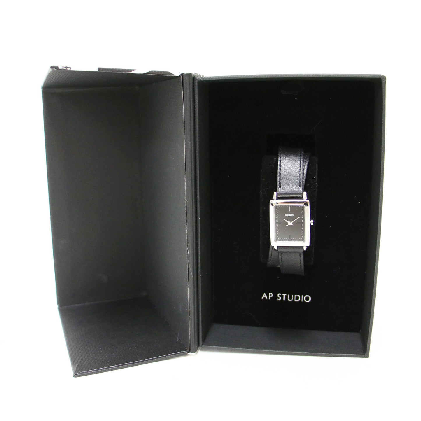 Seiko Ap Studio X Hirob Exclusive Women'S Square Watch With Leather And Double Strap
