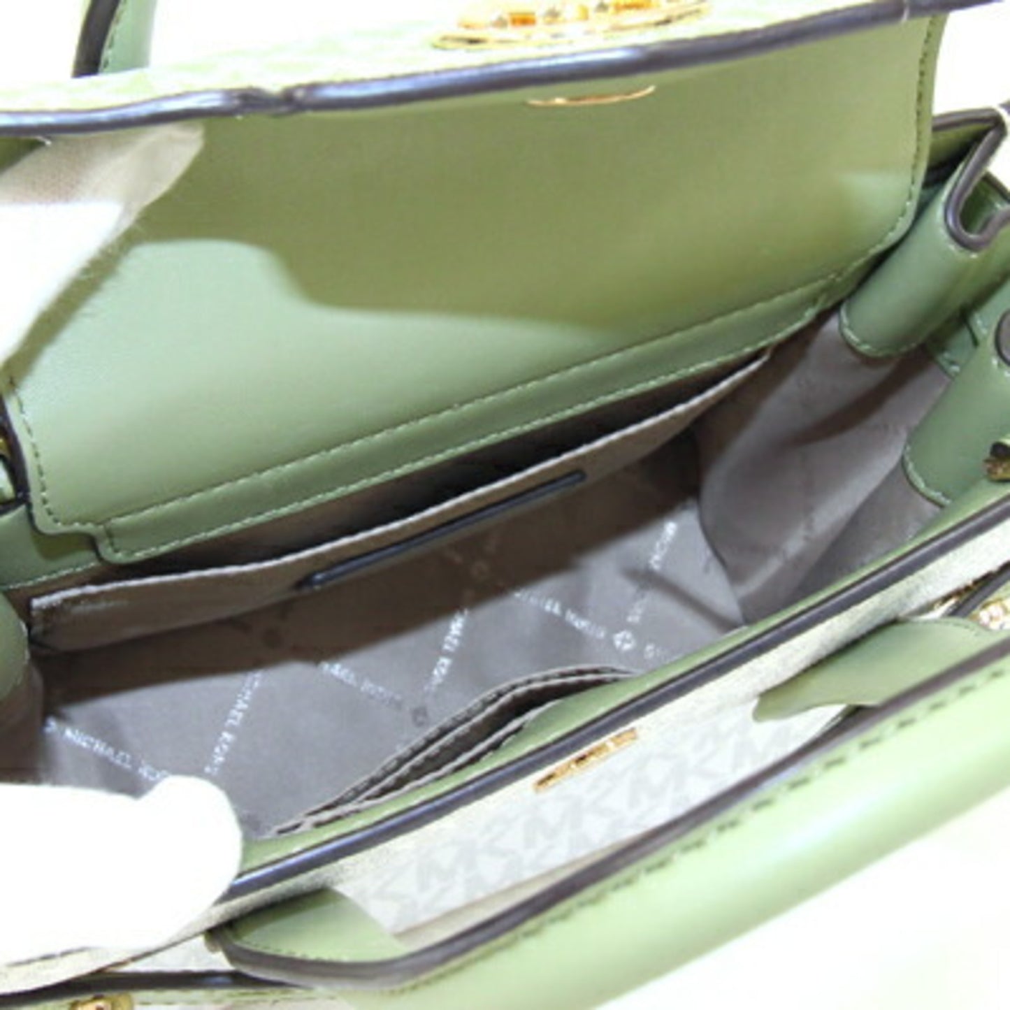Michael Kors Handbag 35S2Gnms5V White Green Pvc Leather Bag