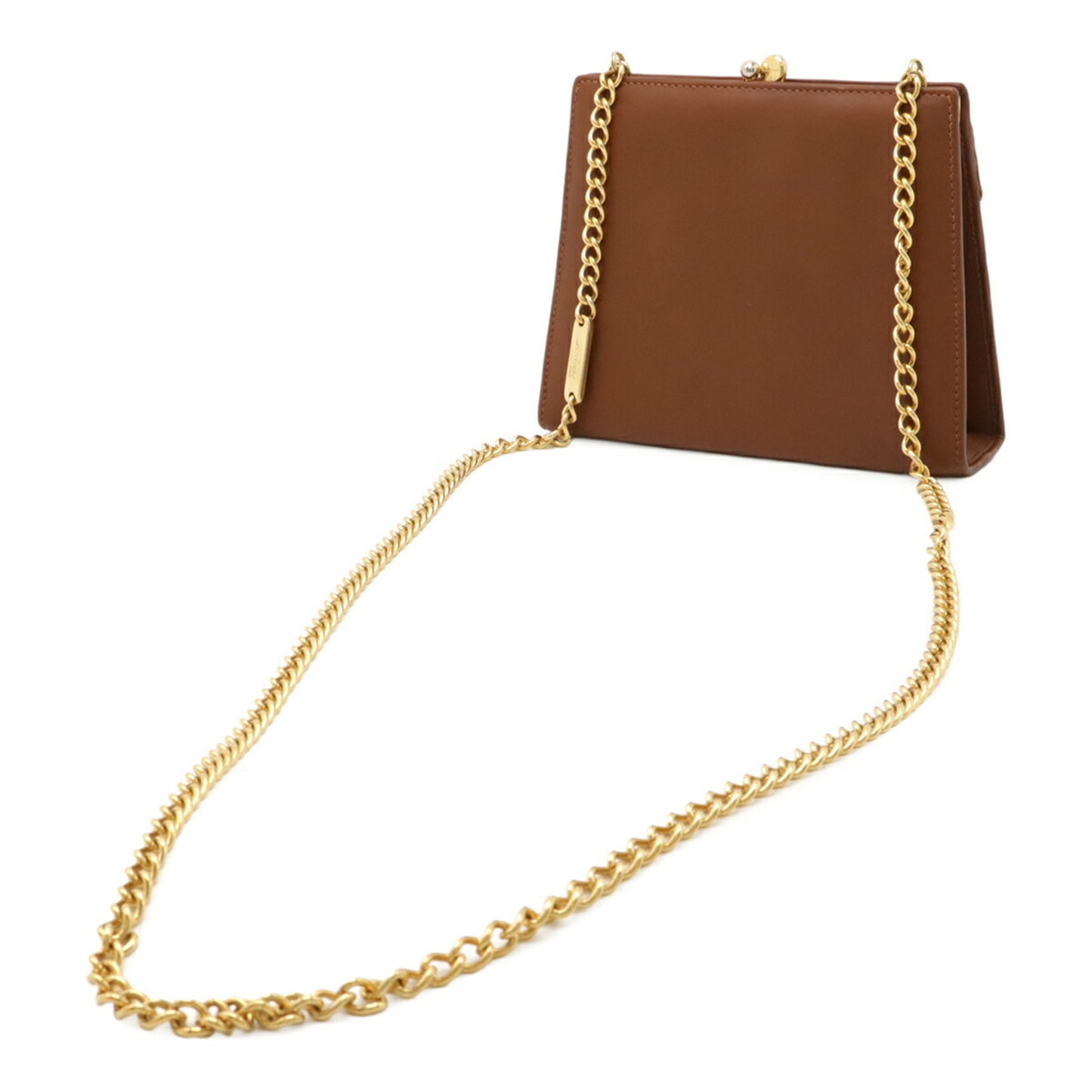 Salvatore Ferragamo Vara Chain Shoulder Bag Pochette Brown