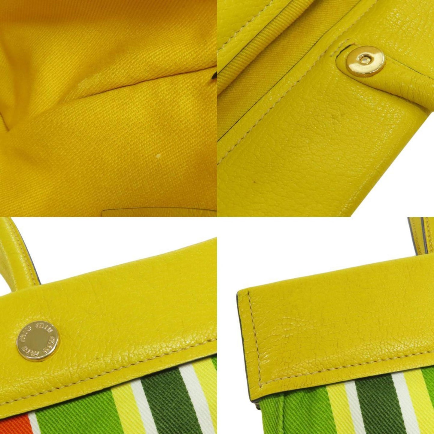 Miu Miu Miu Striped Tote Bag Canvas