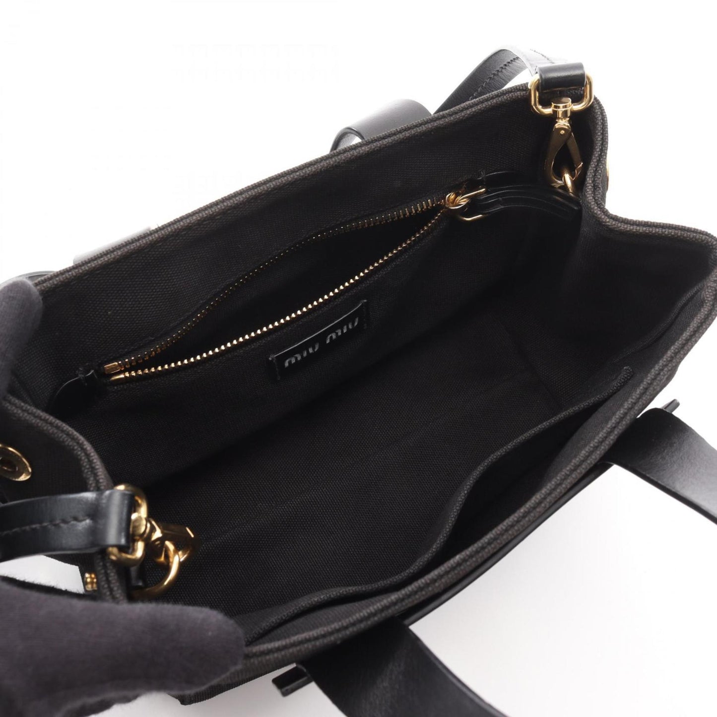 Miu Miu Miu Canapa Tote Bag Canvas Leather