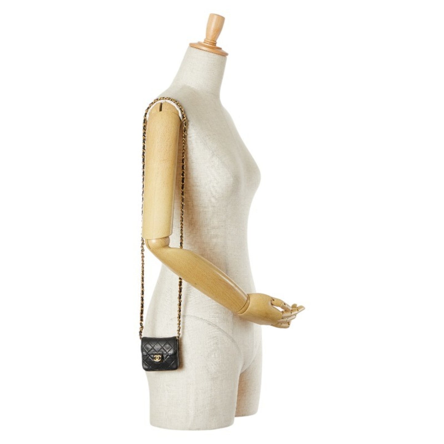 Chanel Micro Mini Matelasse Coco Mark Chain Shoulder Bag In Black