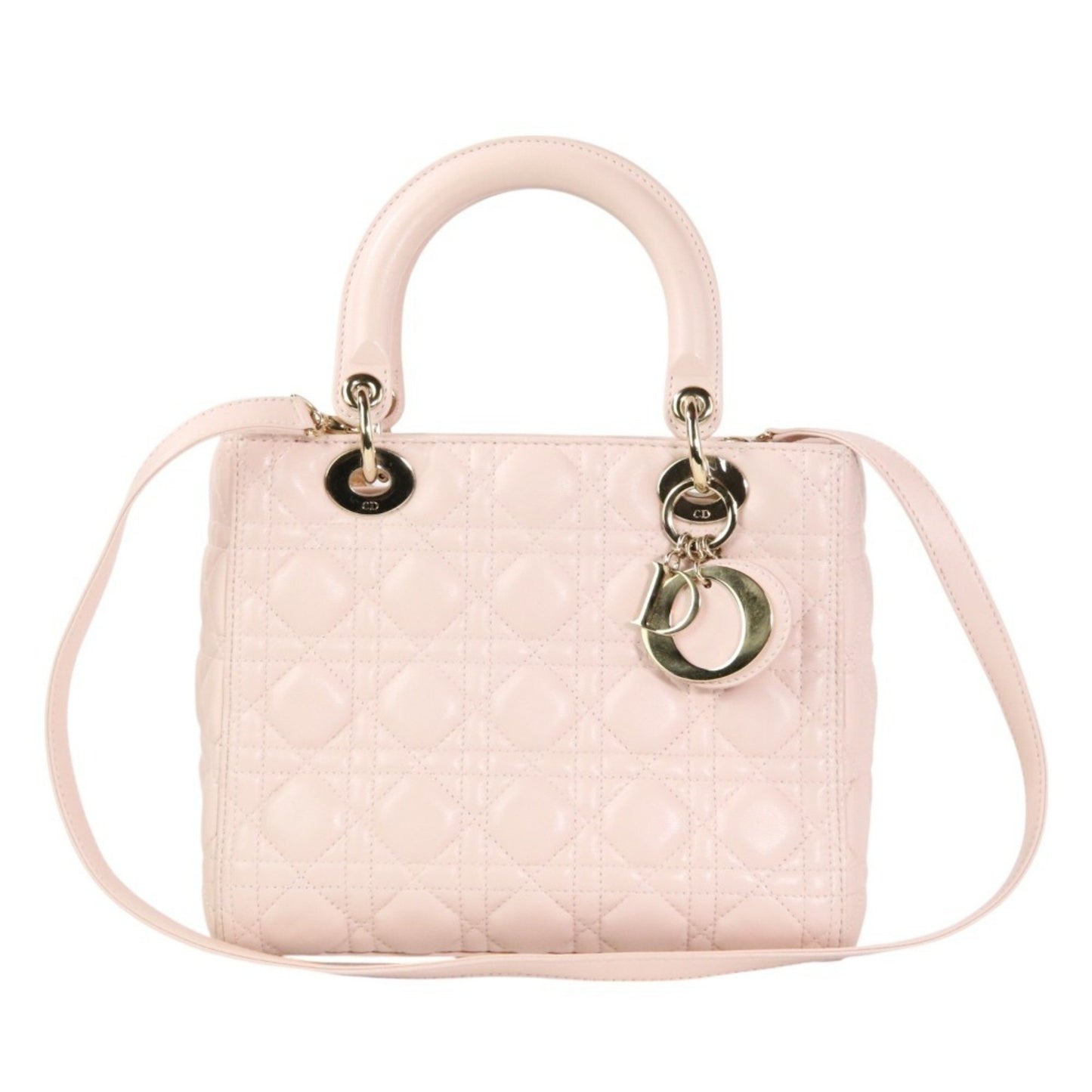 Christian Dior Lady Cannage 2Way Handbag Shoulder Bag Cal44550 Pink