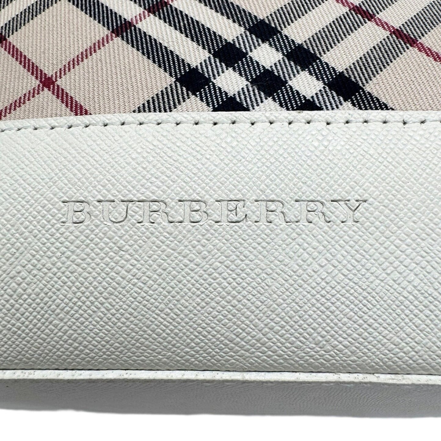 Burberry Nova Check Pattern White/Beige Canvas Bag