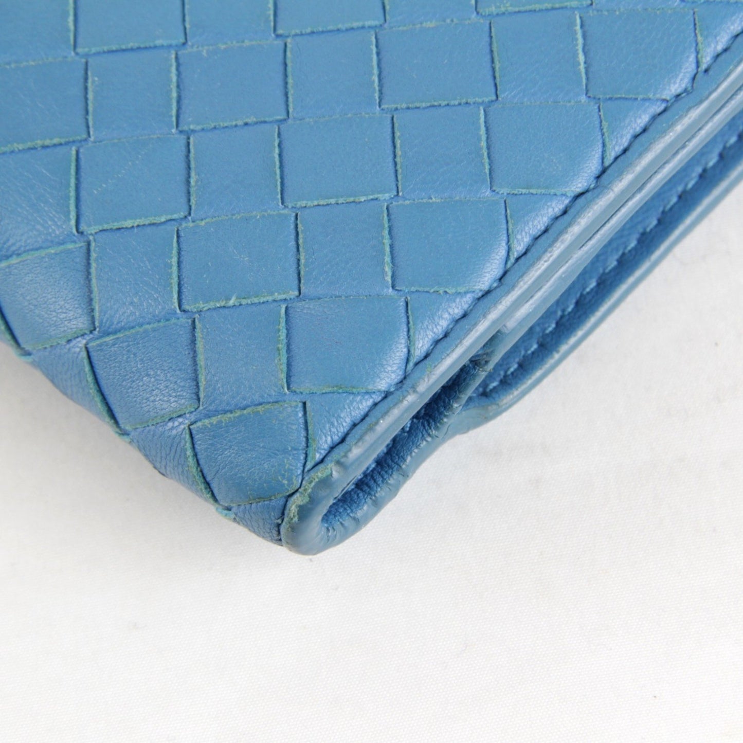 Bottegaveneta Bottega Veneta Intrecciato 114074 Bi-Fold Wallet Leather Blue
