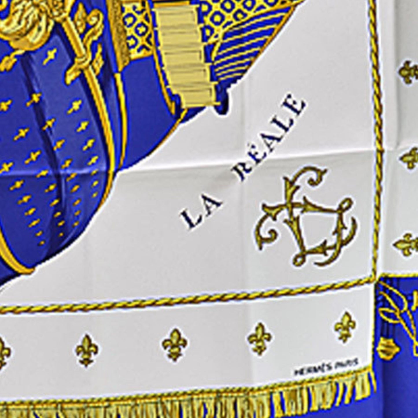 Hermes Hermes Scarf Carre 90 Vuedu Carosse De La Galere Reale Queen Coronation Silk Navy X White