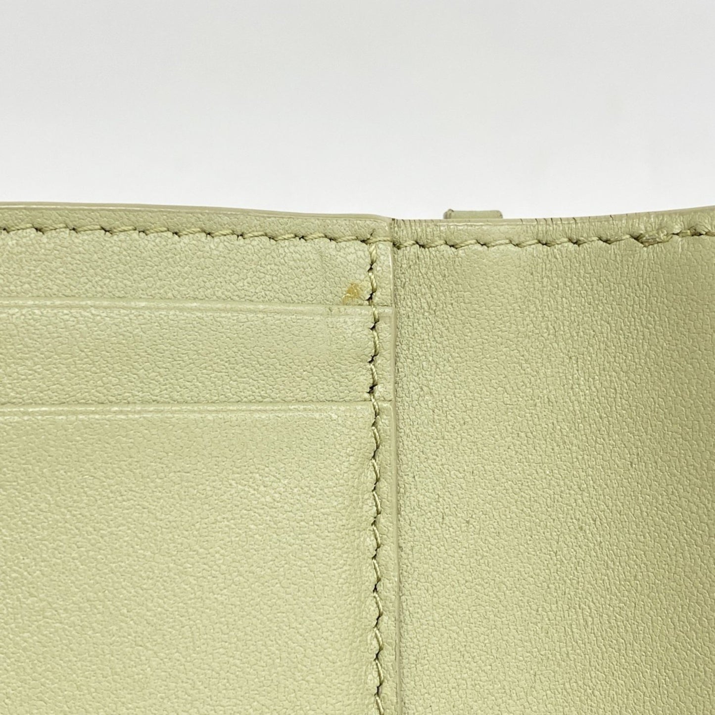 Christian Dior Tri-Fold Wallet Cannage Leather Green Champagne