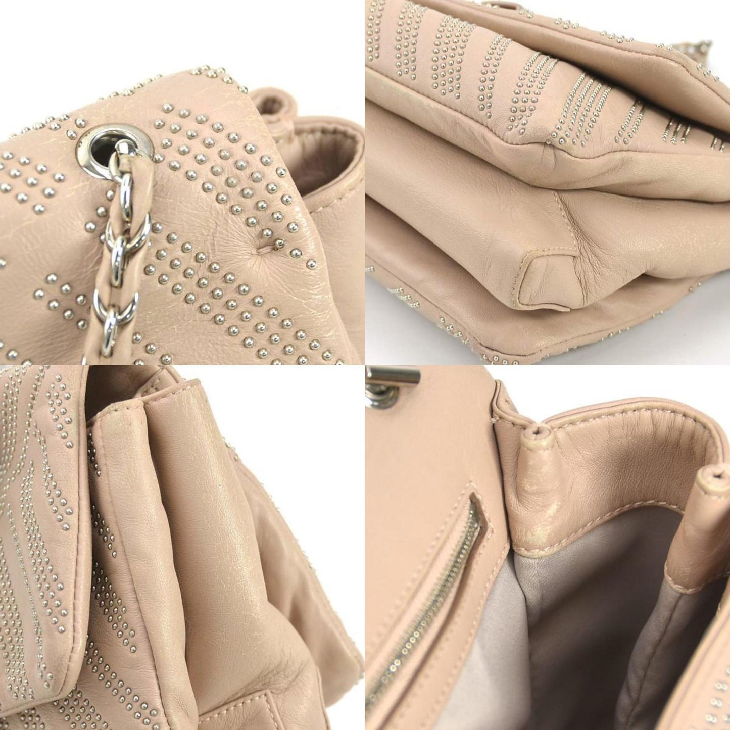 Salvatore Ferragamo Shoulder Bag Vara Ribbon Leather Metal Pink Beige