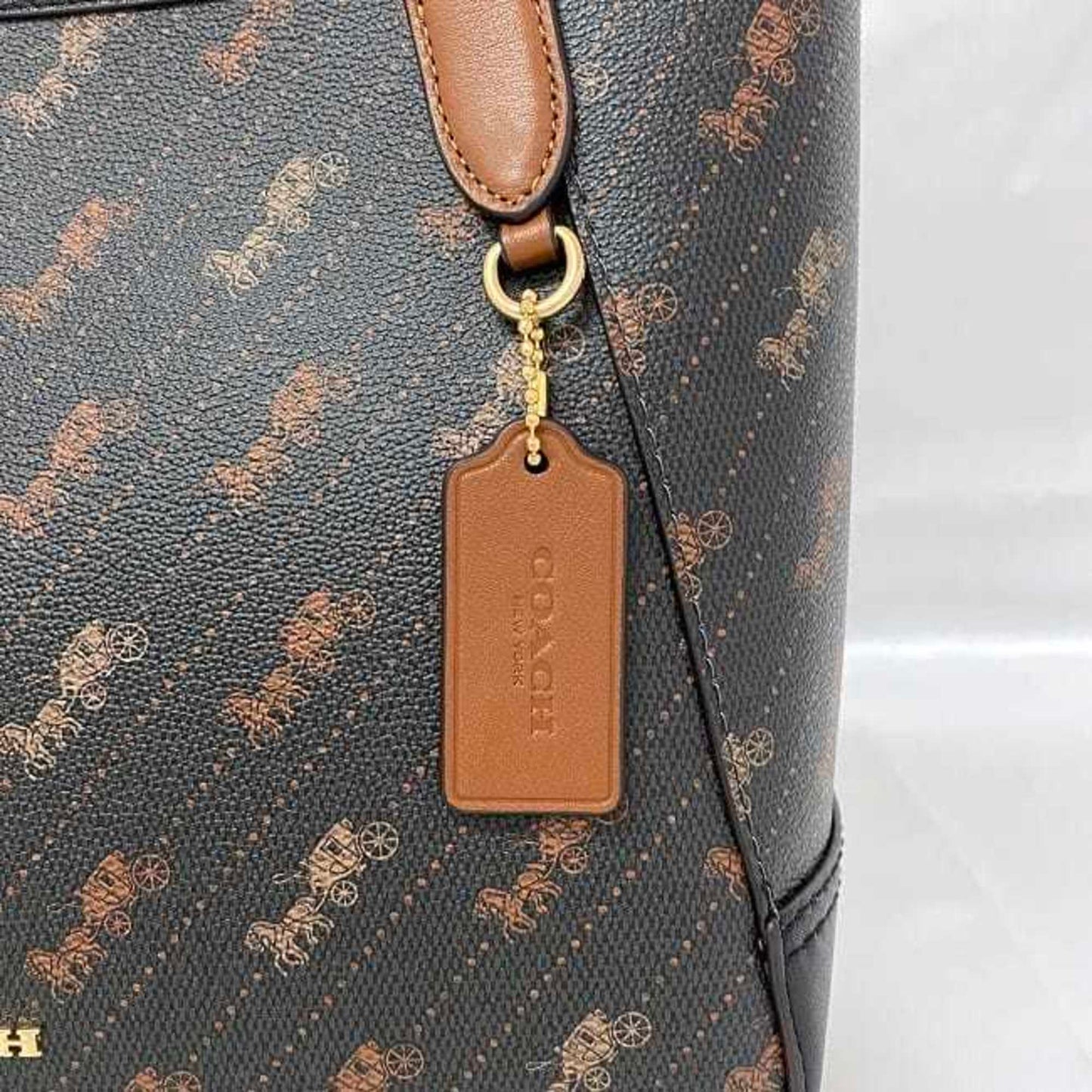 Coach Tote Bag Black Brown Red Horse