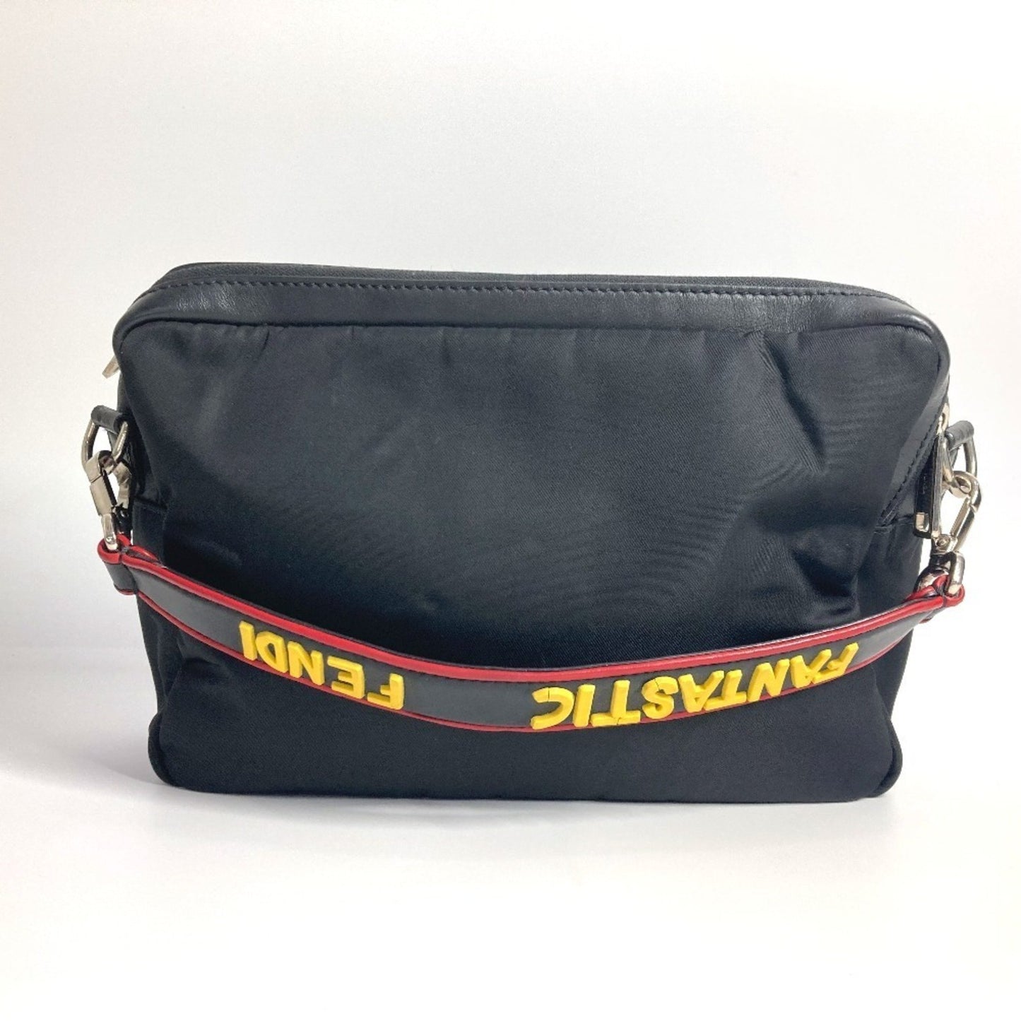 Fendi 7Va411 Monster Eye Logo Fantastic Crossbody Bag Handbag Pochette Shoulder Nylon Leather