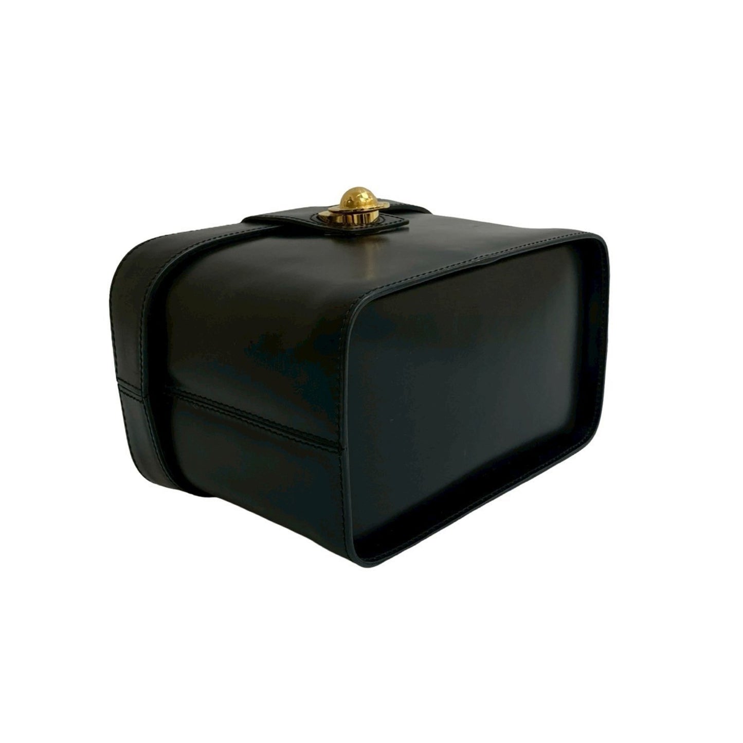 Celine Star Ball Logo Hardware Calfskin Leather Handbag Vanity Bag Black 44304