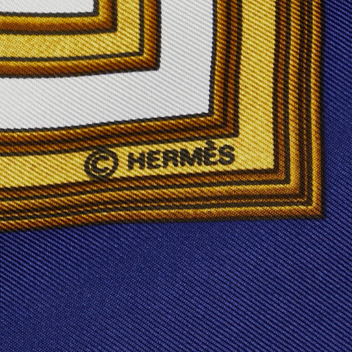 Hermes Carre 90 Les Tuileries Tuileries Park Scarf Muffler Navy White Silk