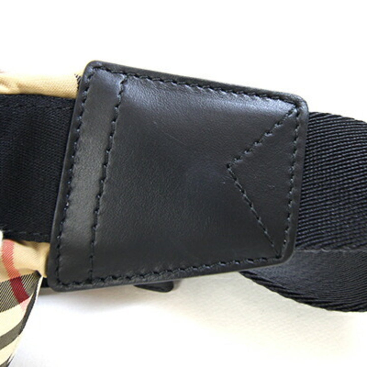 Burberry Body Bag 8014715 Beige Black Nylon Leather Check Belt Waist Burberry