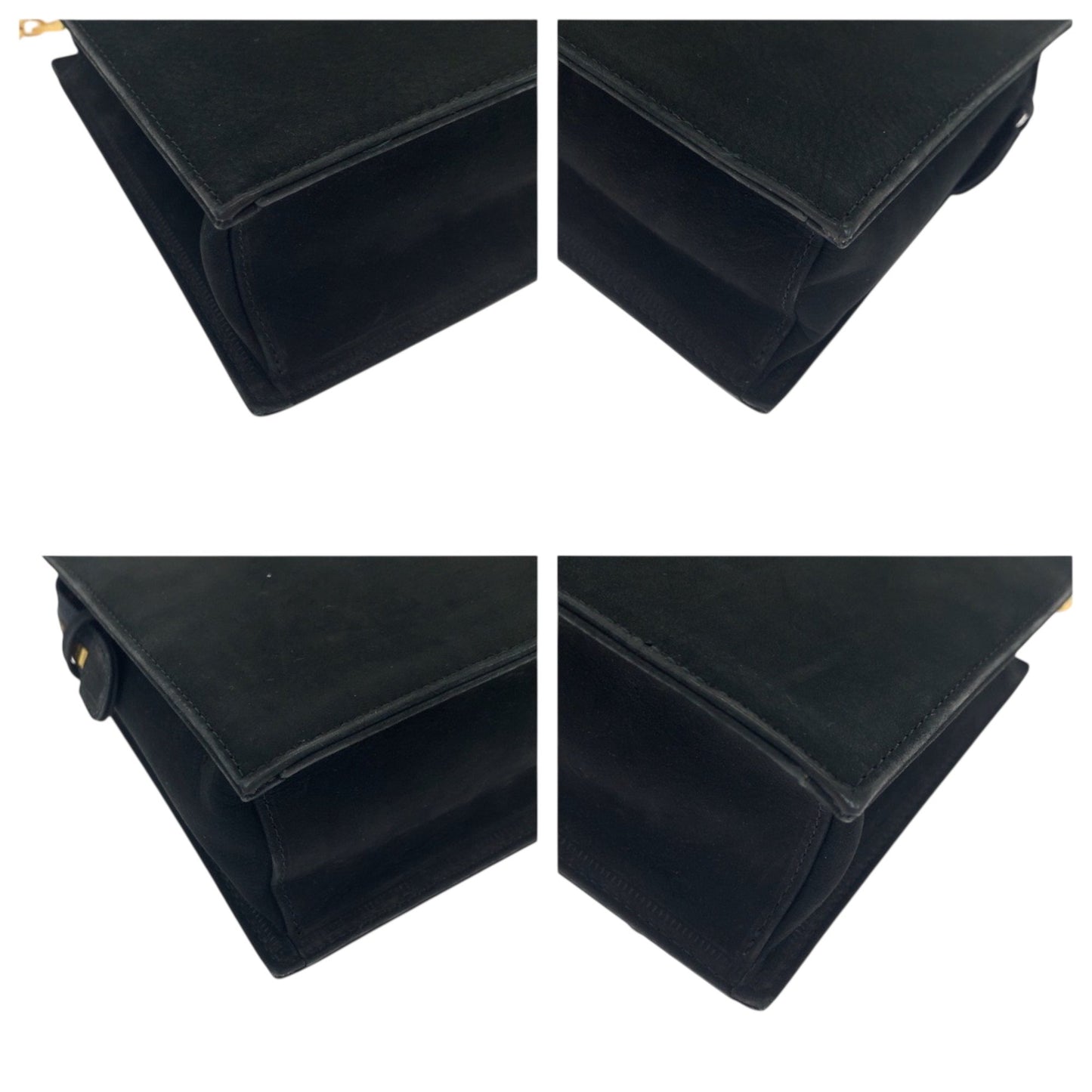 Gianni Versace Vintage Sunburst Black Suede Shoulder Bag With Gold Hardware