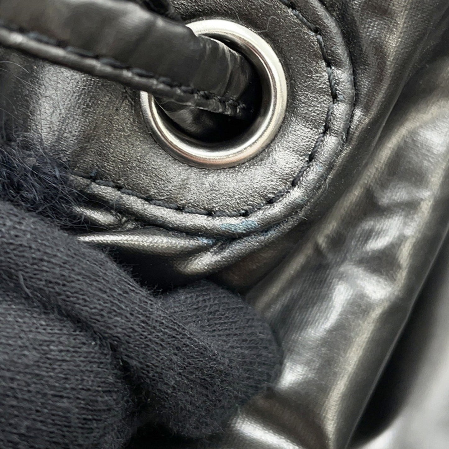 Chanel Chain Tote Bag Coco Mark Nylon Fur Chanel Black
