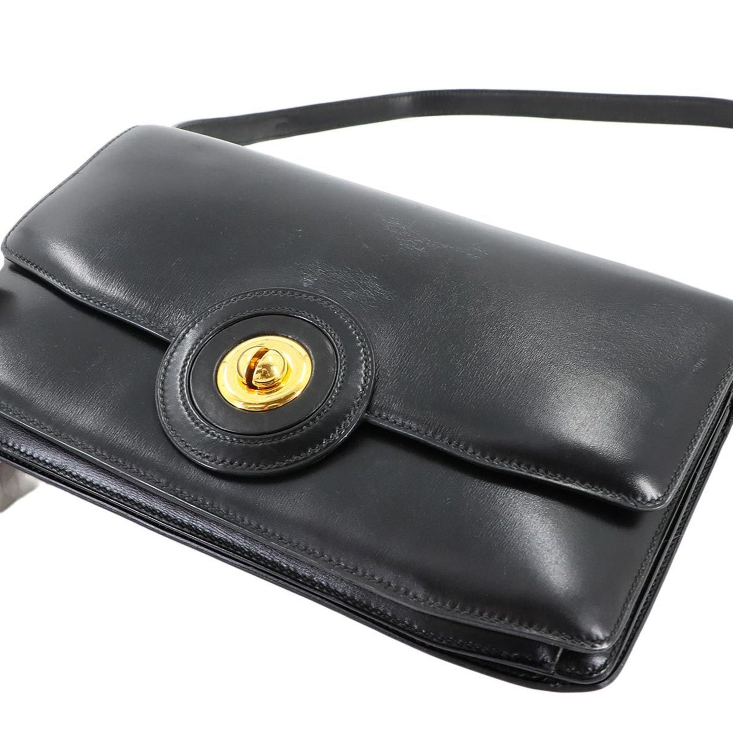 Hermes Herms Shoulder Bag In Box Calf Leather With A Black "G" Stamp And Gold Hardware