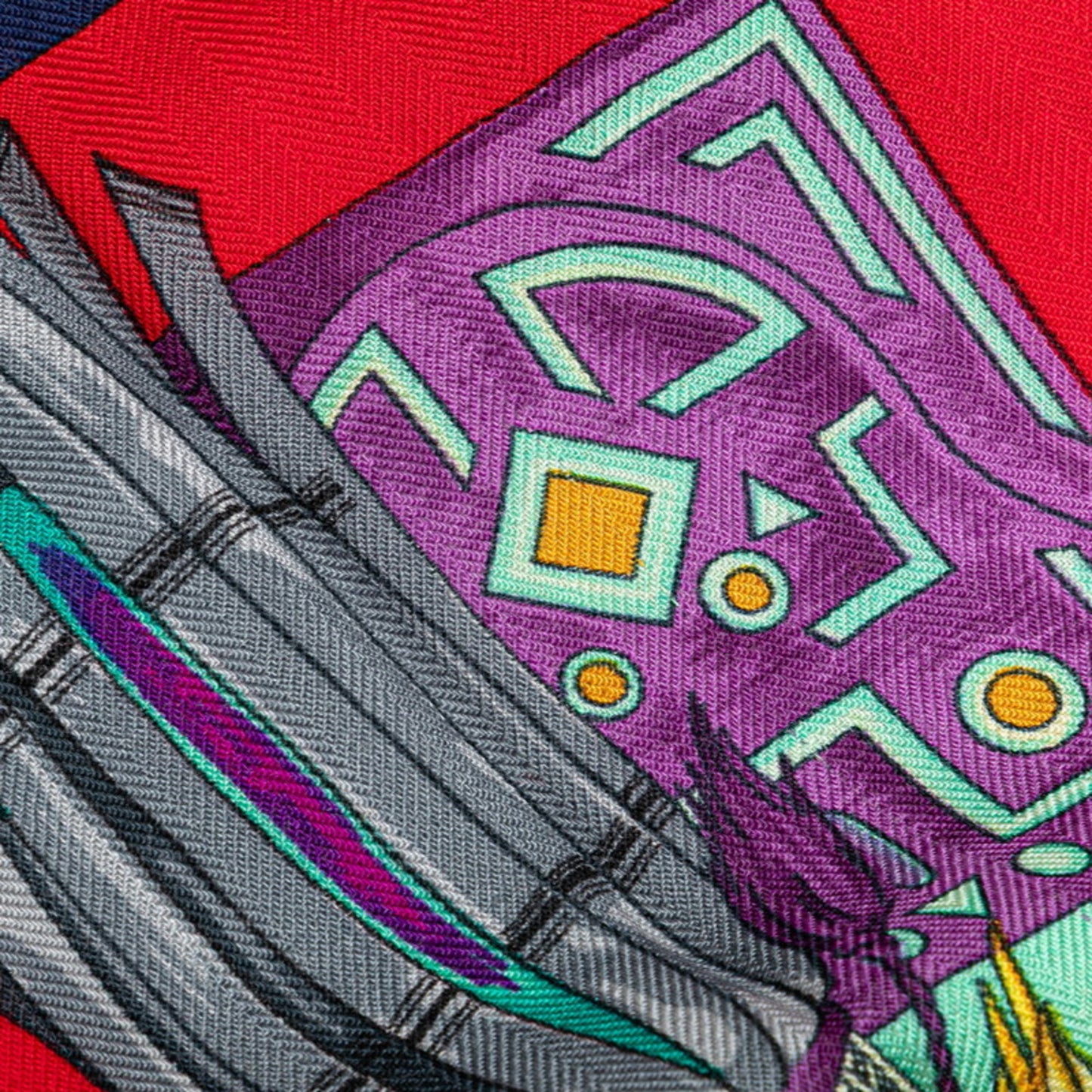 Hermes Carre 90 Cuirs Du Desert Desert Leather Scarf Muffler Red Multicolor Silk