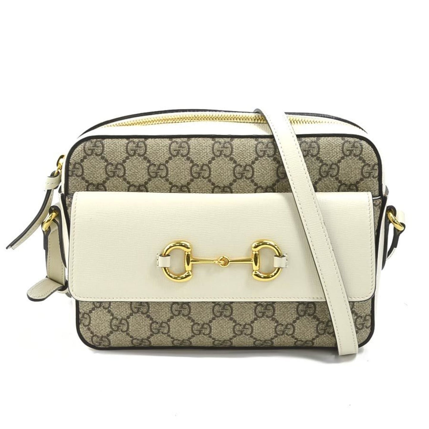 Gucci Crossbody Shoulder Bag Gg Supreme Pvc/Leather Beige/White Gold