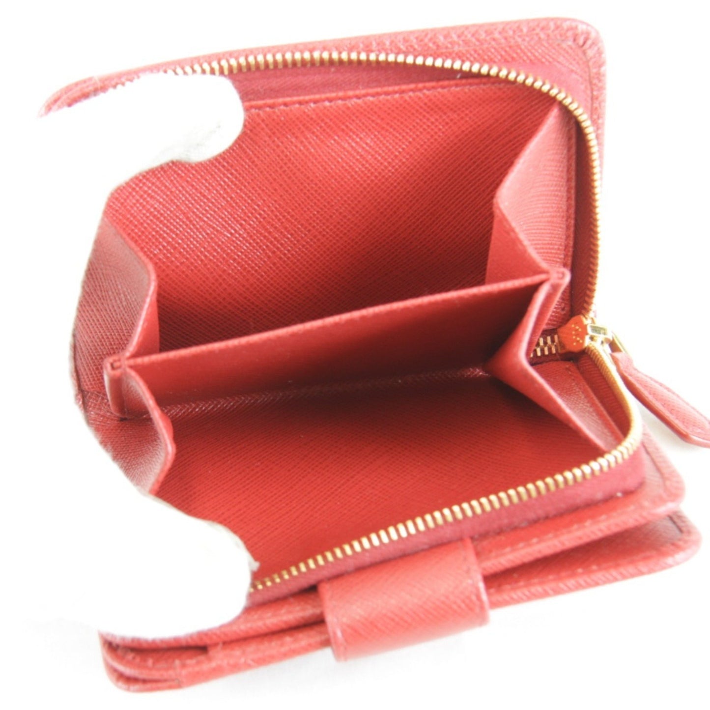 Prada Saffiano Iml018 Bi-Fold Wallet Leather Red